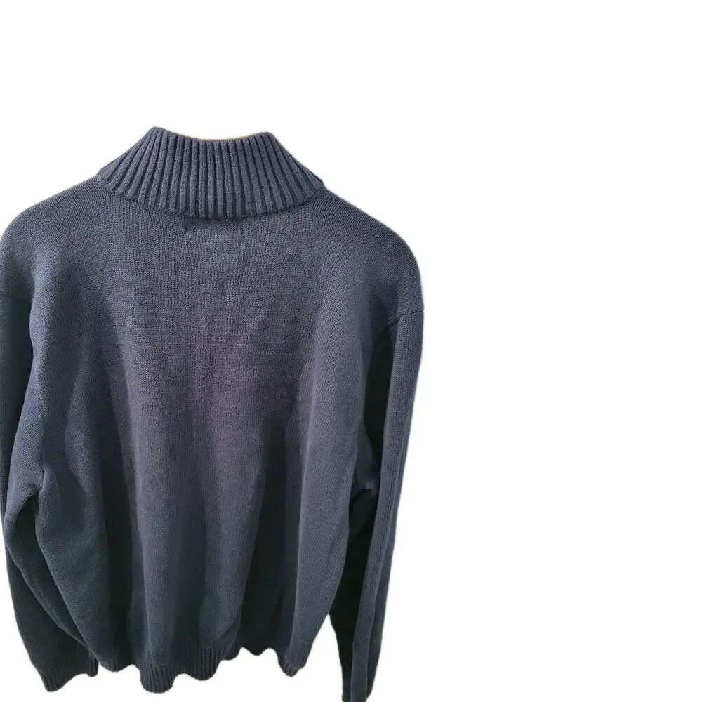 polo ralph lauren mens 1/4 zip Blue Cotton Pullover Sweater Size XXL